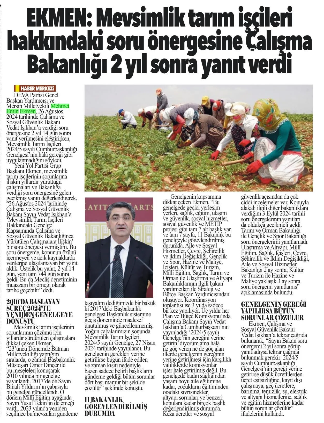MECLİSTE 744 GÜNLÜK BEKLEYİŞ — gazete kupürü (2. parça)