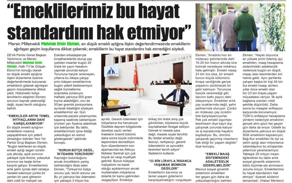 EKMEN'DEN ADALET ÇAĞRISI — gazete kupürü