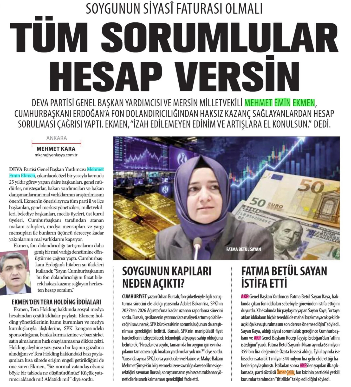 İKİ KAMYON PARA EDİYOR — gazete kupürü