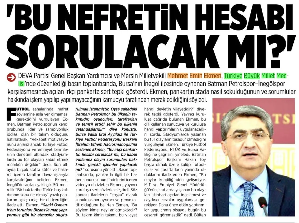 BU NEFRETİN HESABI SORULACAK MI? — gazete kupürü