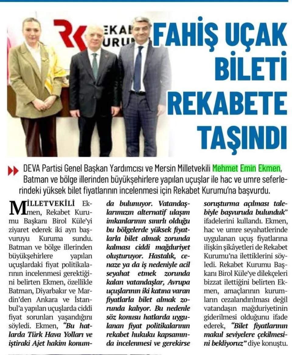 FAHİŞ UÇAK BİLETİ REKABETE TAŞINDI — gazete kupürü