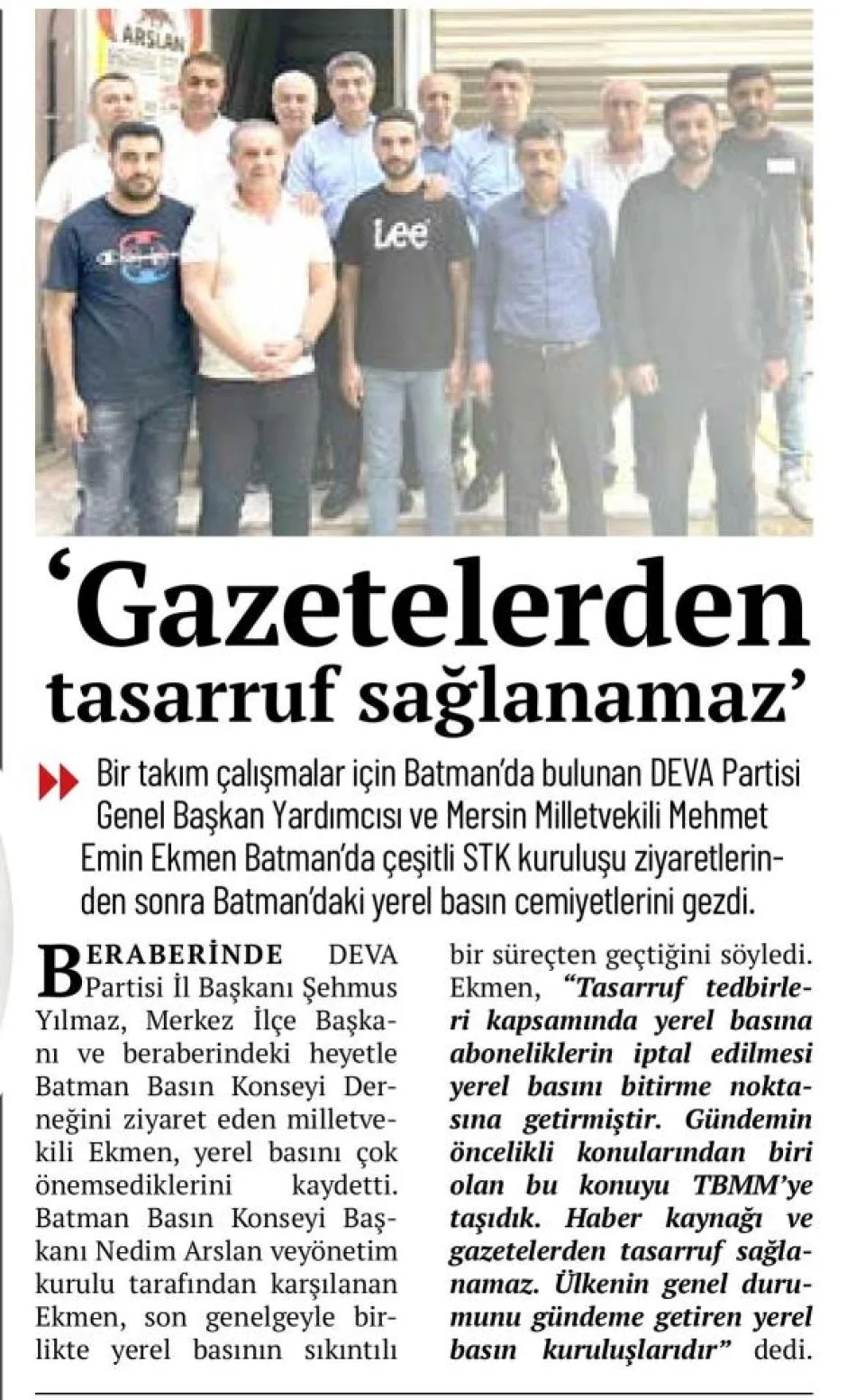 'GAZETELERDEN TASARRUF SAĞLANAMAZ — gazete kupürü