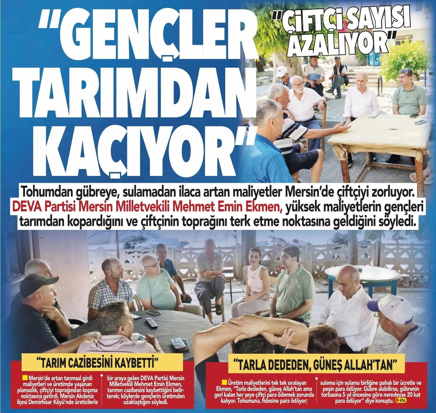 ''GENÇLER TARIMDAN KAÇIYOR'' — gazete kupürü