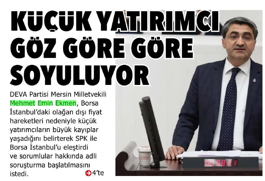 KÜÇÜK YATIRIMCI GÖZ GÖRE GÖRE SOYULUYOR — gazete kupürü