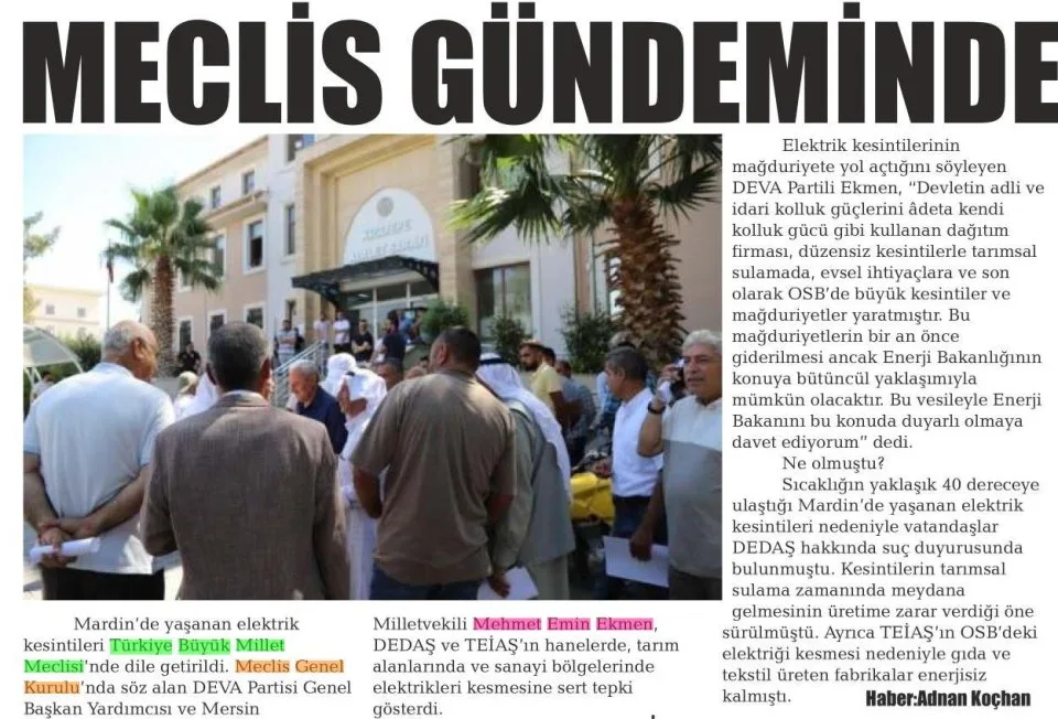 MECLİS GÜNDEMİNDE — gazete kupürü