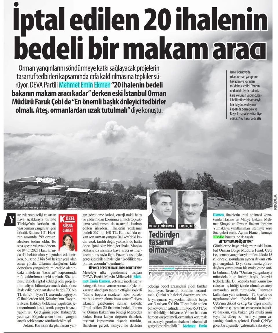 ORMANLARIMIZ BİR MAKAM ARACI BİLE ETMİYOR MU — gazete kupürü