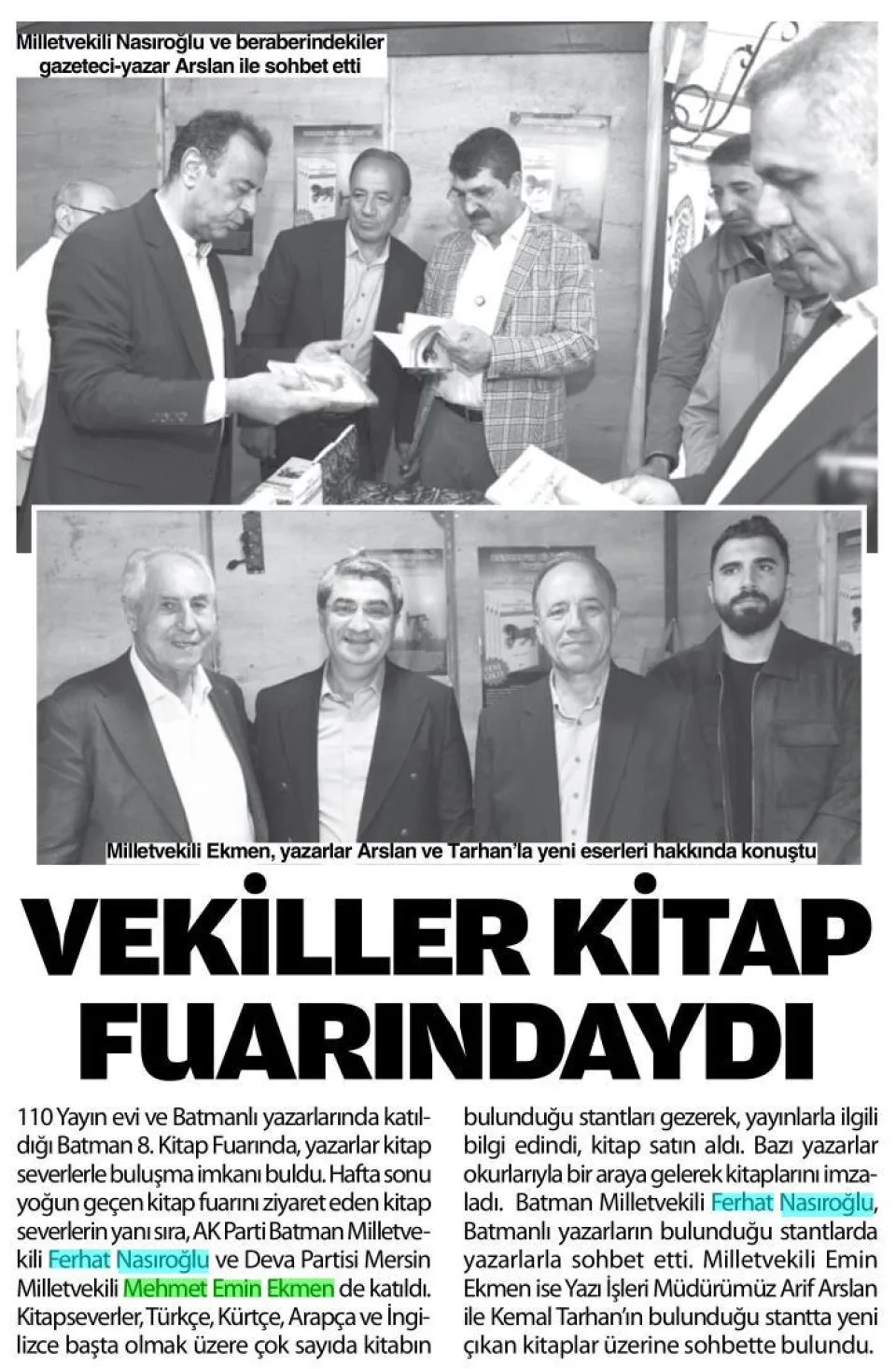 VEKİLLER KİTAP FUARINDAYDI — gazete kupürü