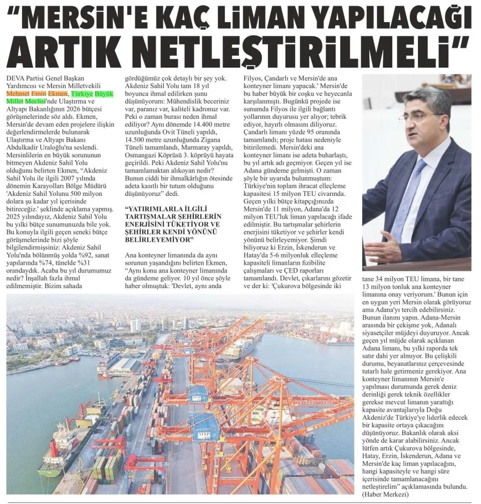 KONTEYNER LİMANI BUHARLAŞTI — gazete kupürü