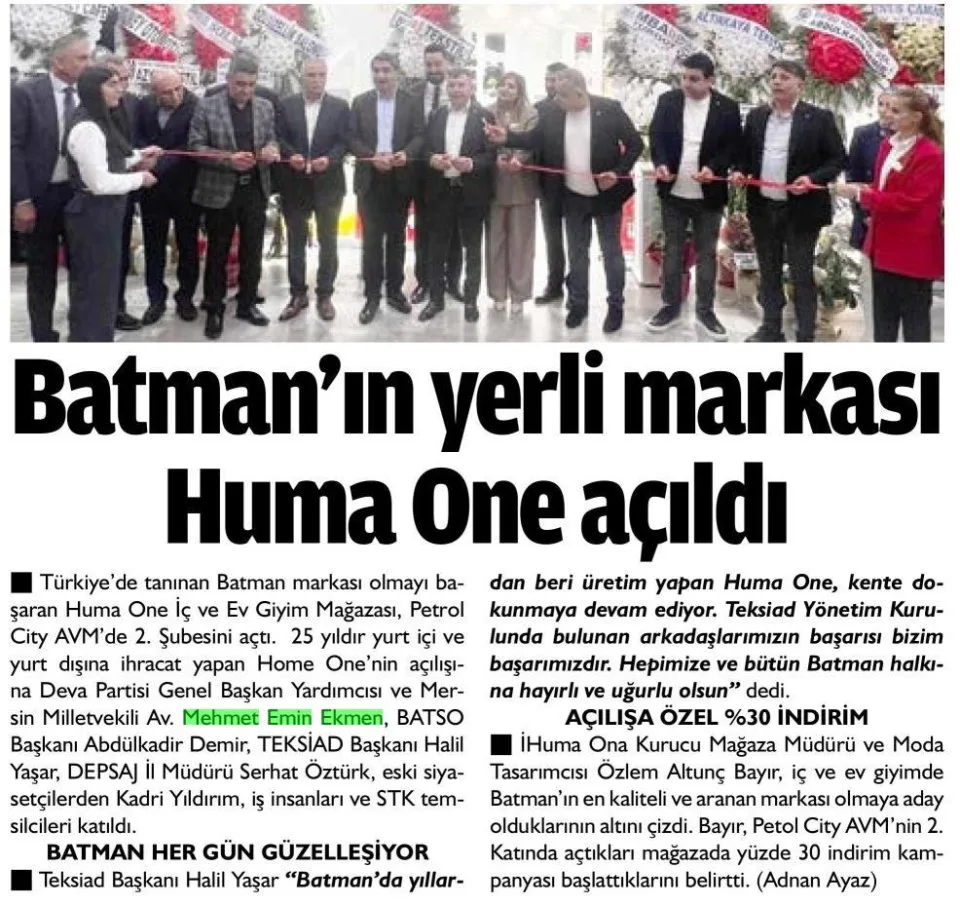 BATMAN'IN YERLİ MARKASI — gazete kupürü