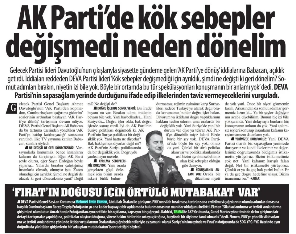 NE DEĞİŞTİ Kİ DÖNELİM — gazete kupürü