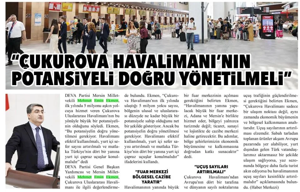 ''UÇUŞ SAYISI ARTIRILMALI" — gazete kupürü
