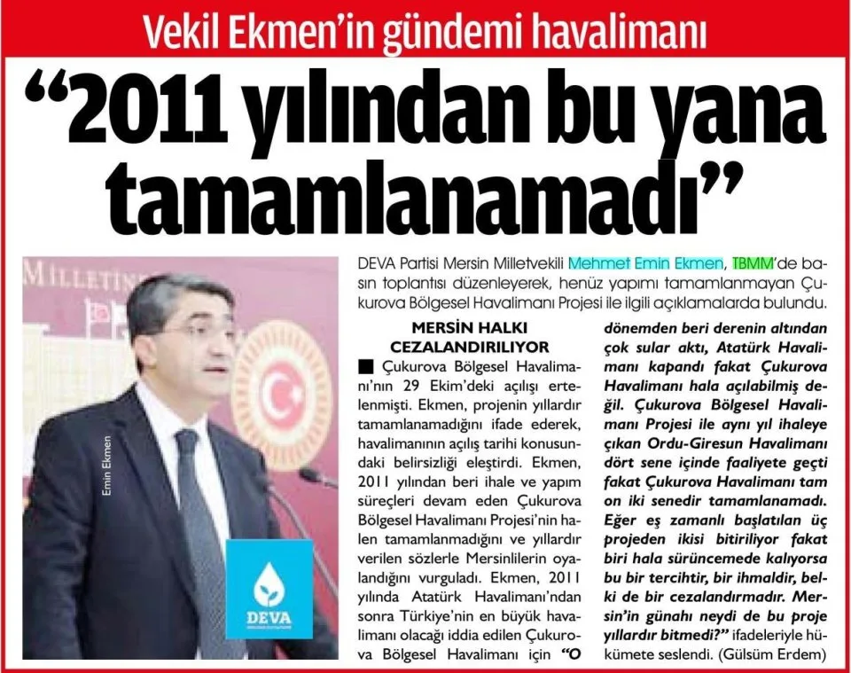 2011 YILINDAN BU YANA TAMAMLANAMADI — gazete kupürü