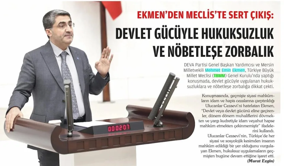 DEVLET GÜCÜYLE HUKUKSUZLUK NÖBETLEŞE ZORBALIK — gazete kupürü