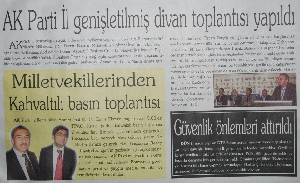 AK Parti il genişletilmiş il başkanlığı toplantısı yapıldı — gazete kupürü