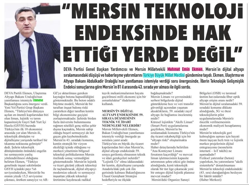 "YATIRIMLAR İNŞAAT ODAKLI İLERLİYOR" — gazete kupürü
