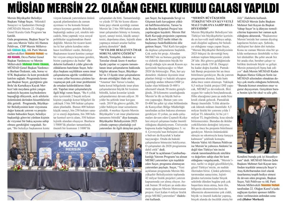 KENT DİNAMİKLERİ UZUN YILLAR SONRA BİR ARADA — gazete kupürü