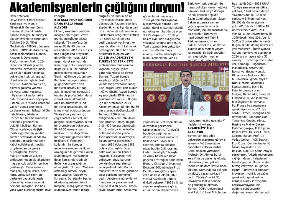 AKADEMİSYENLERİN ÇIĞLIĞINI DUYUN! — gazete kupürü