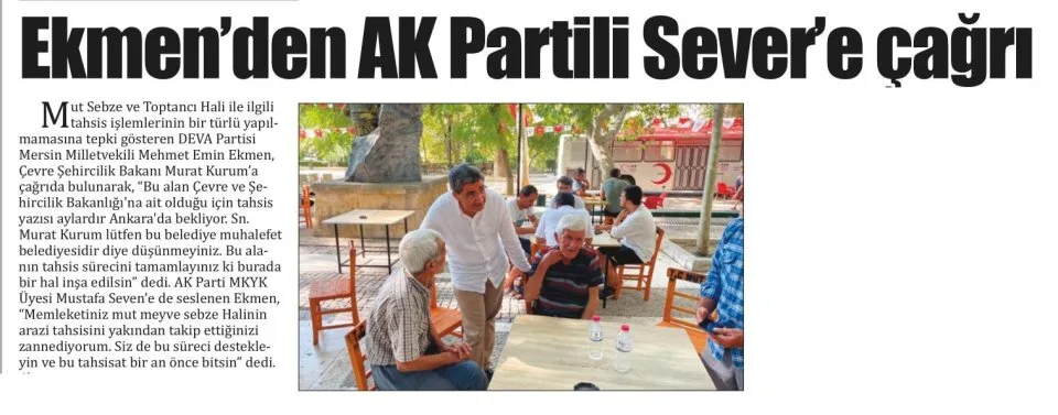 EKMENDEN AK PARTİLİ SEVERE ÇAĞRI — gazete kupürü