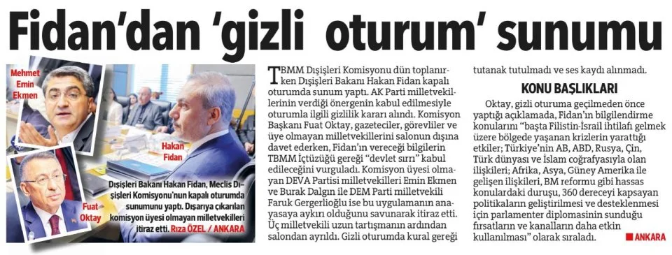 FİDAN'DAN 'GİZLİ OTURUM' SUNUMU — gazete kupürü