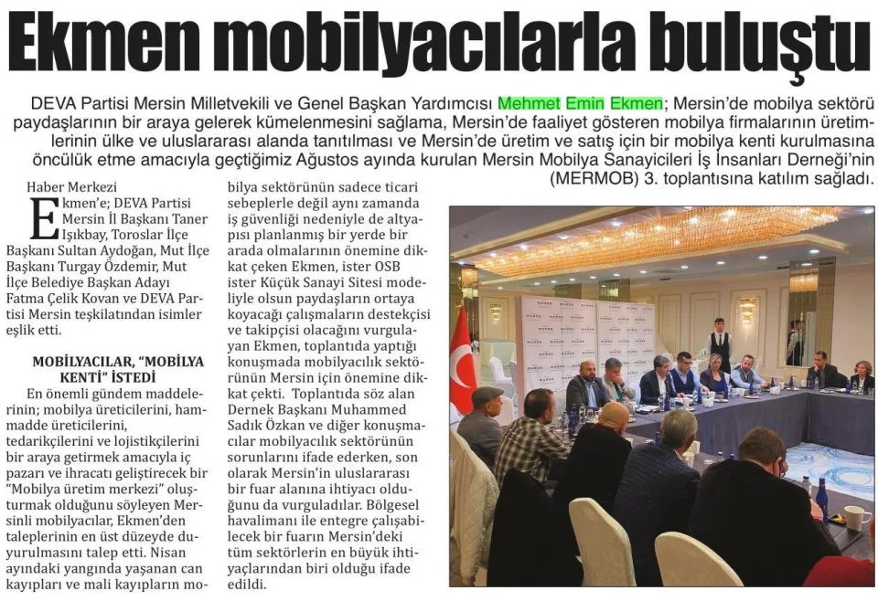 DEVA PARTİLİ EKMEN MOBİLYACILARLA BULUŞTU — gazete kupürü