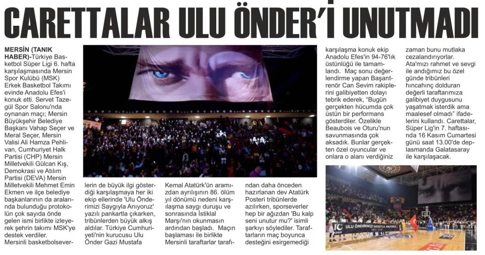 CARETTALAR ULU ÖNDERİ UNUTMADI — gazete kupürü