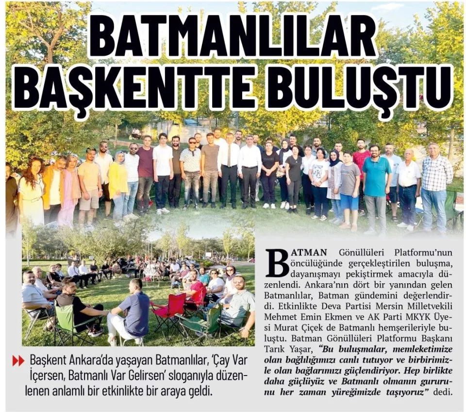 BATMANLILAR BAŞKENTTE BULUŞTU — gazete kupürü