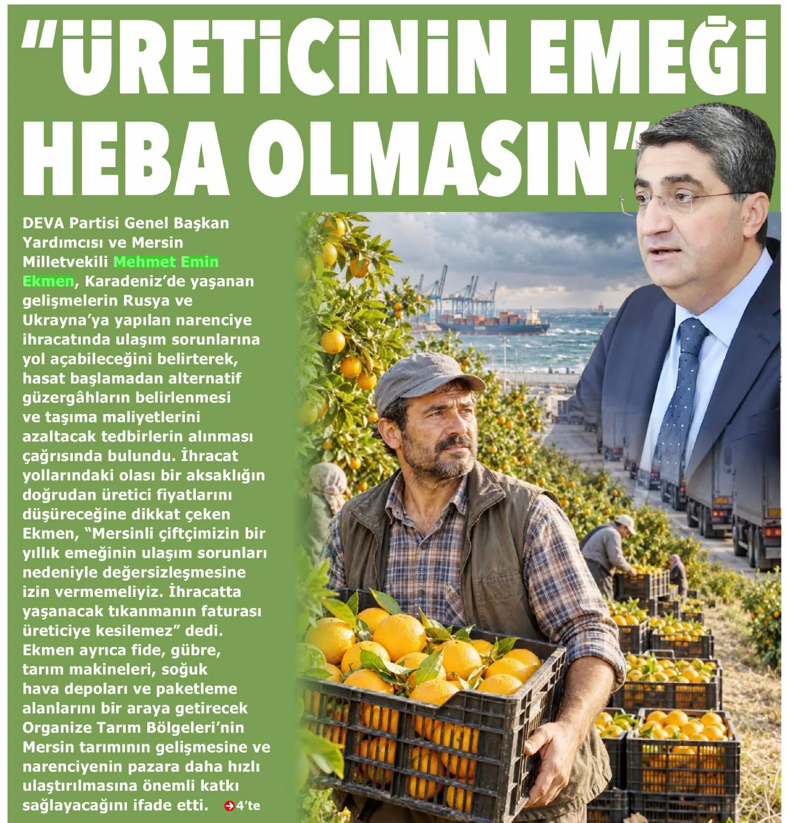 "ÜRETİCİNİN EMEĞİ HEBA OLMASIN" — gazete kupürü