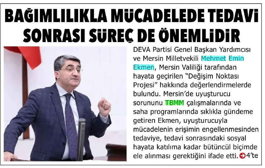 BAĞIMLILIKLA MÜCADELEDE TEDAVİ SONRASI SÜREÇ DE ÖNEMLİDİR — gazete kupürü
