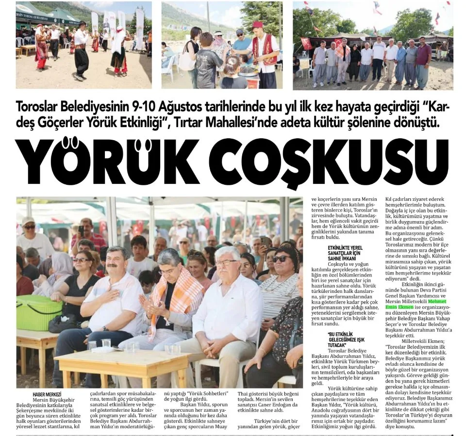 ZİRVEDE YÖRÜK COŞKUSU — gazete kupürü