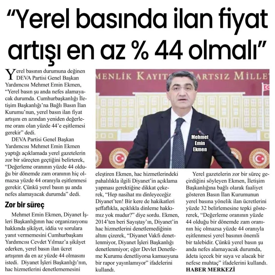 YEREL BASIN NEFES ALAMIYOR — gazete kupürü