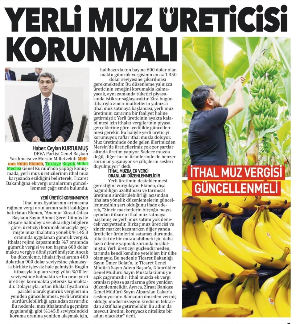 MUZ ÜRETİCİSİ KORUNMALI — gazete kupürü