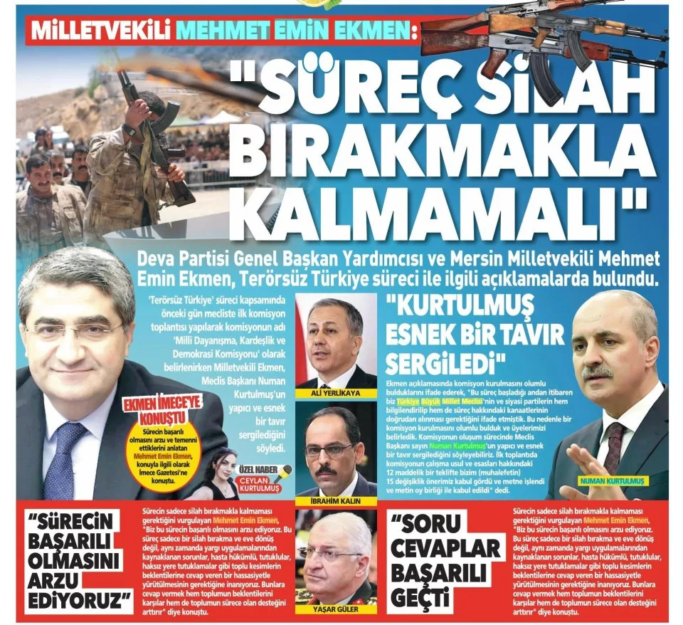 SÜREÇ SİLAH BIRAKMAKLA KALMAMALI — gazete kupürü
