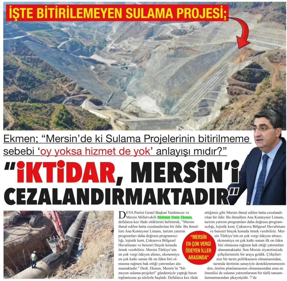 İKTİDAR MERSİN'İ CEZALANDIRMAKTADIR — gazete kupürü