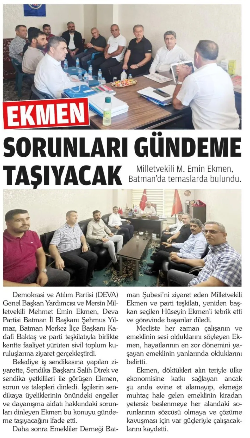 SORUNLARI GÜNDEME TAŞIYACAK — gazete kupürü