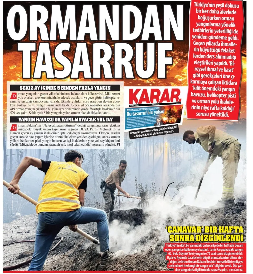 ORMANDAN TASARRUF — gazete kupürü