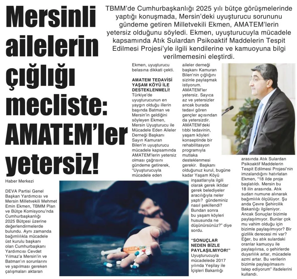 MERSİNLİ AİLELERİN ÇIĞLIĞI MECLİSTE — gazete kupürü