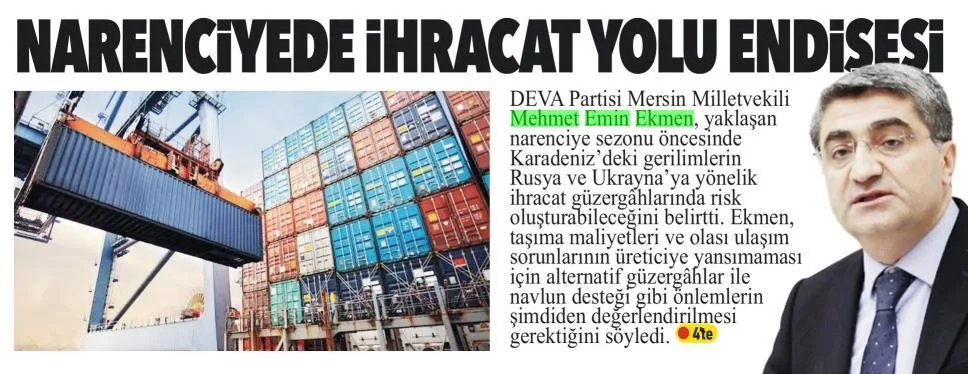 NARENCİYEDE İHRACAT YOLU ENDİŞESİ — gazete kupürü