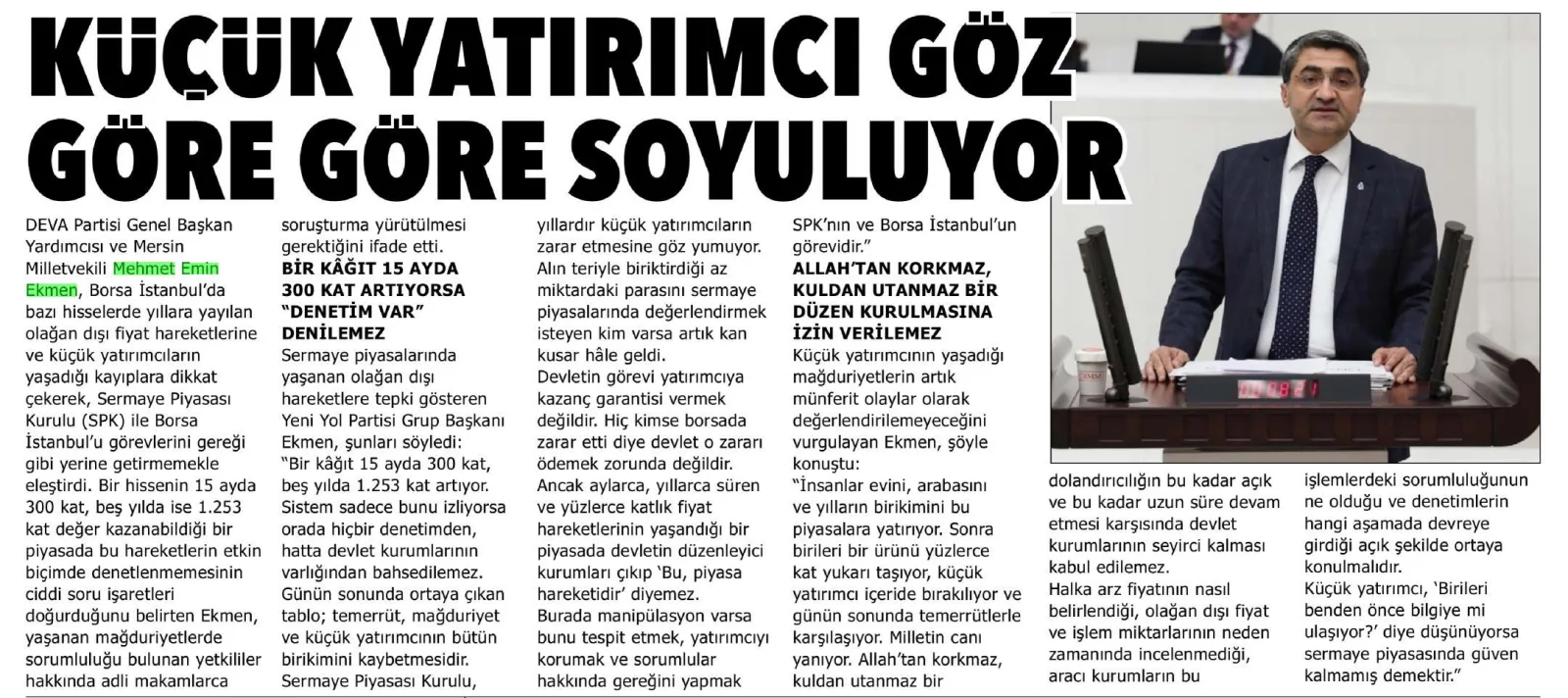KÜÇÜK YATIRIMCI GÖZ GÖRE GÖRE SOYULUYOR — gazete kupürü (2. parça)