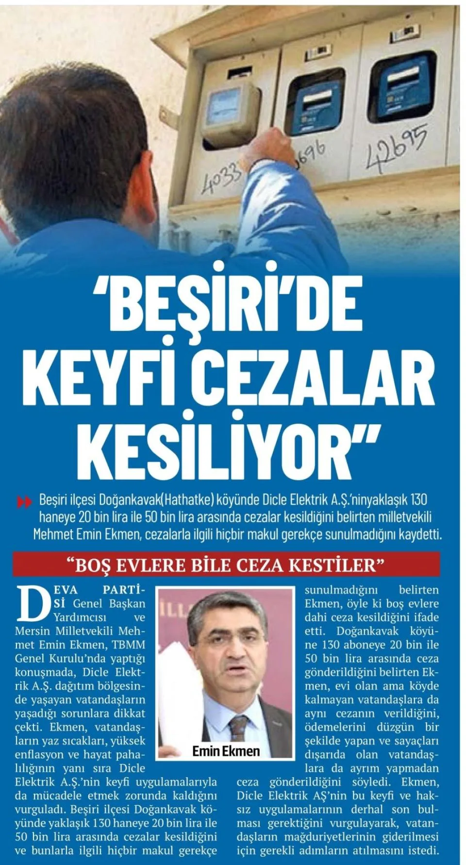BEŞİRİDE KEYFİ CEZALAR KESİLİYOR — gazete kupürü