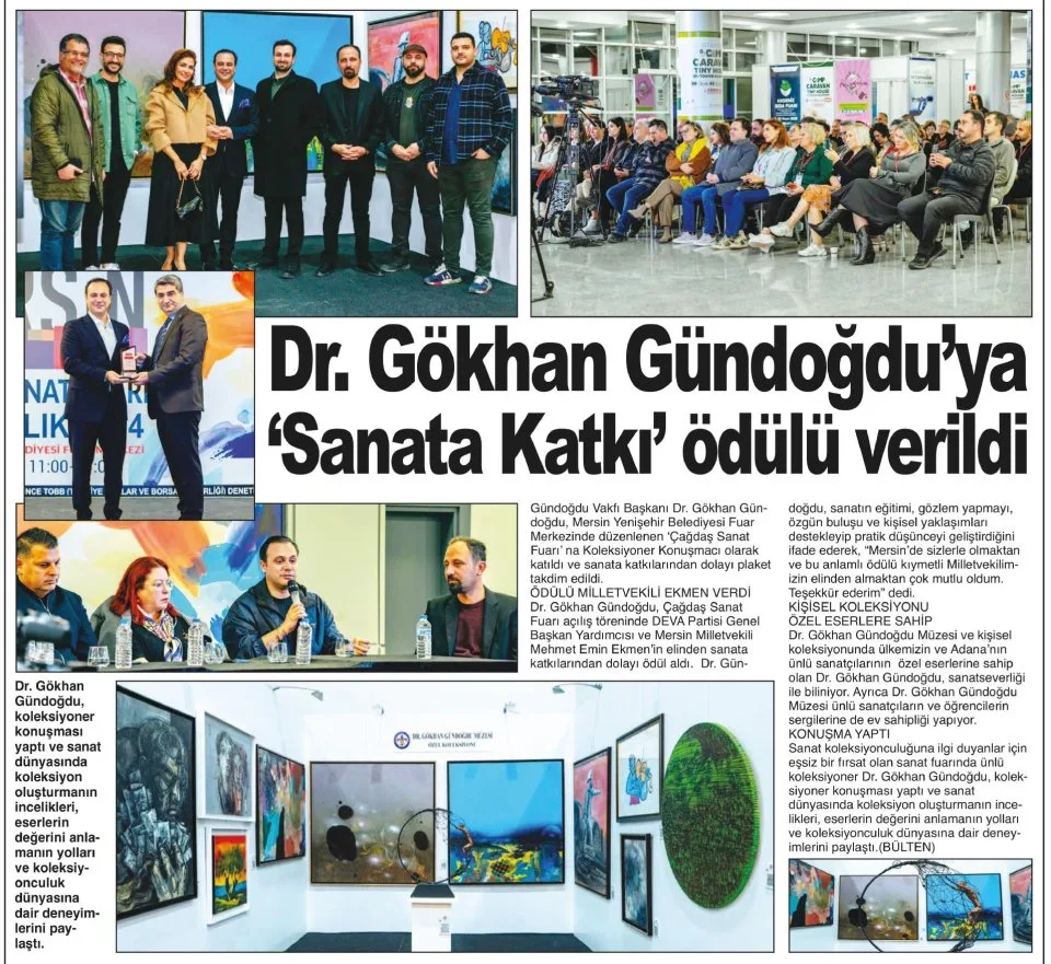 DR. GÖKHAN GÜNDOĞDU YA SANATA KATKI ÖDÜLÜ VERİLDİ — gazete kupürü