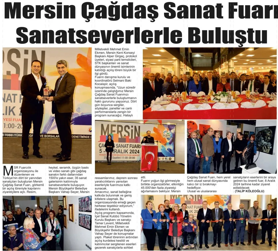MERSİN ÇAĞDAŞ SANAT FUARI SANATSEVERLERLE BULUŞTU — gazete kupürü