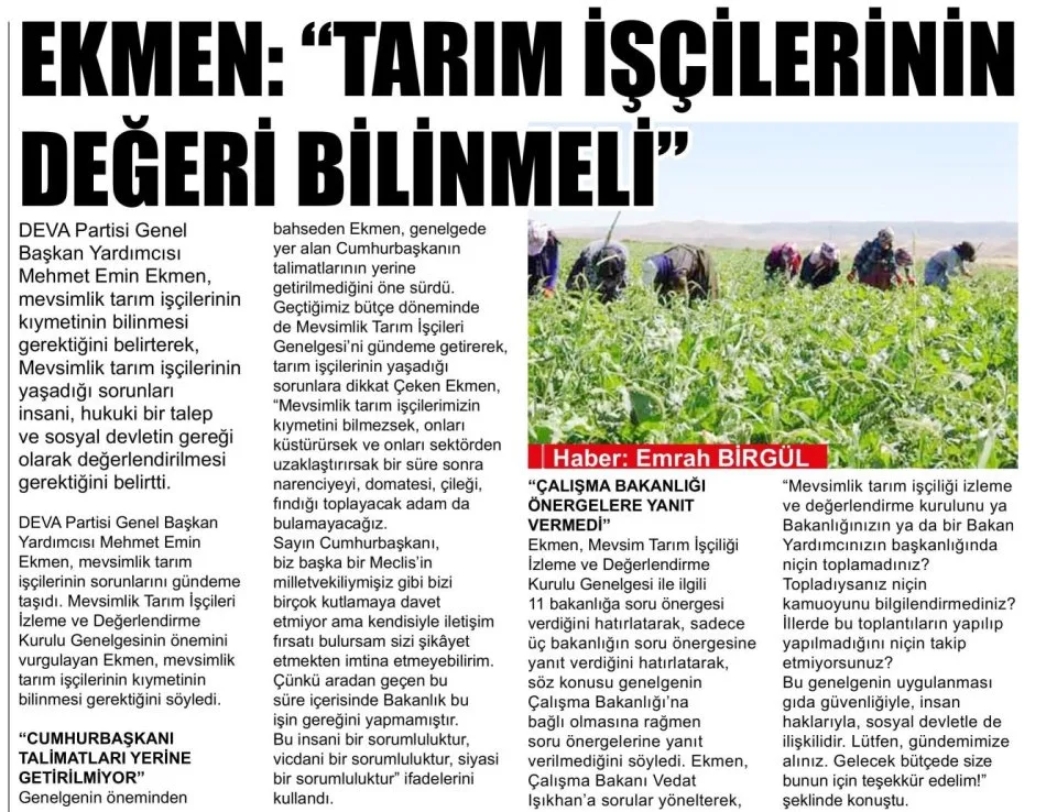 "CUMHURBAŞKANI TALİMATLARI YERİNE GETİRİLMİYOR" — gazete kupürü