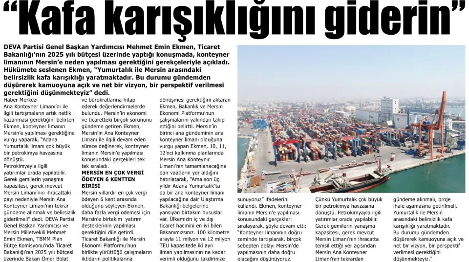 KAFA KARIŞIKLIĞINI GİDERİN — gazete kupürü