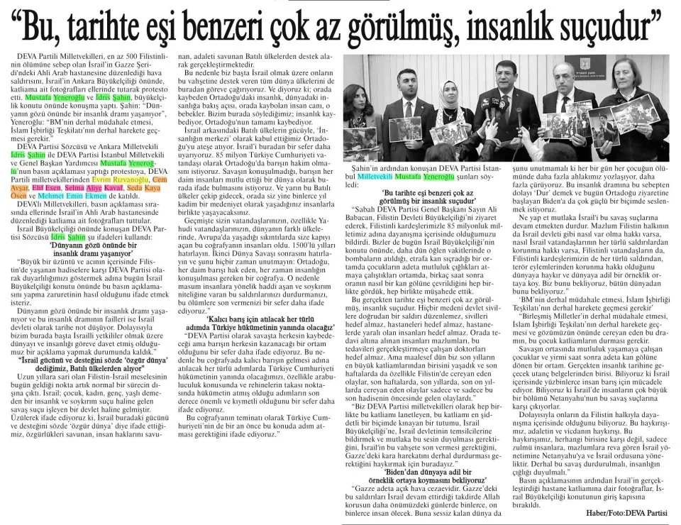 "BU, TARİHTE EŞİ BENZERİ ÇOK AZ GÖRÜLMÜŞ, İNSANLIK SUÇUDUR" — gazete kupürü