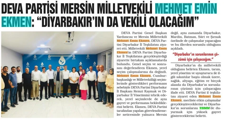 DİYARBAKIR'IN DA VEKİLİ OLACAĞIM — gazete kupürü