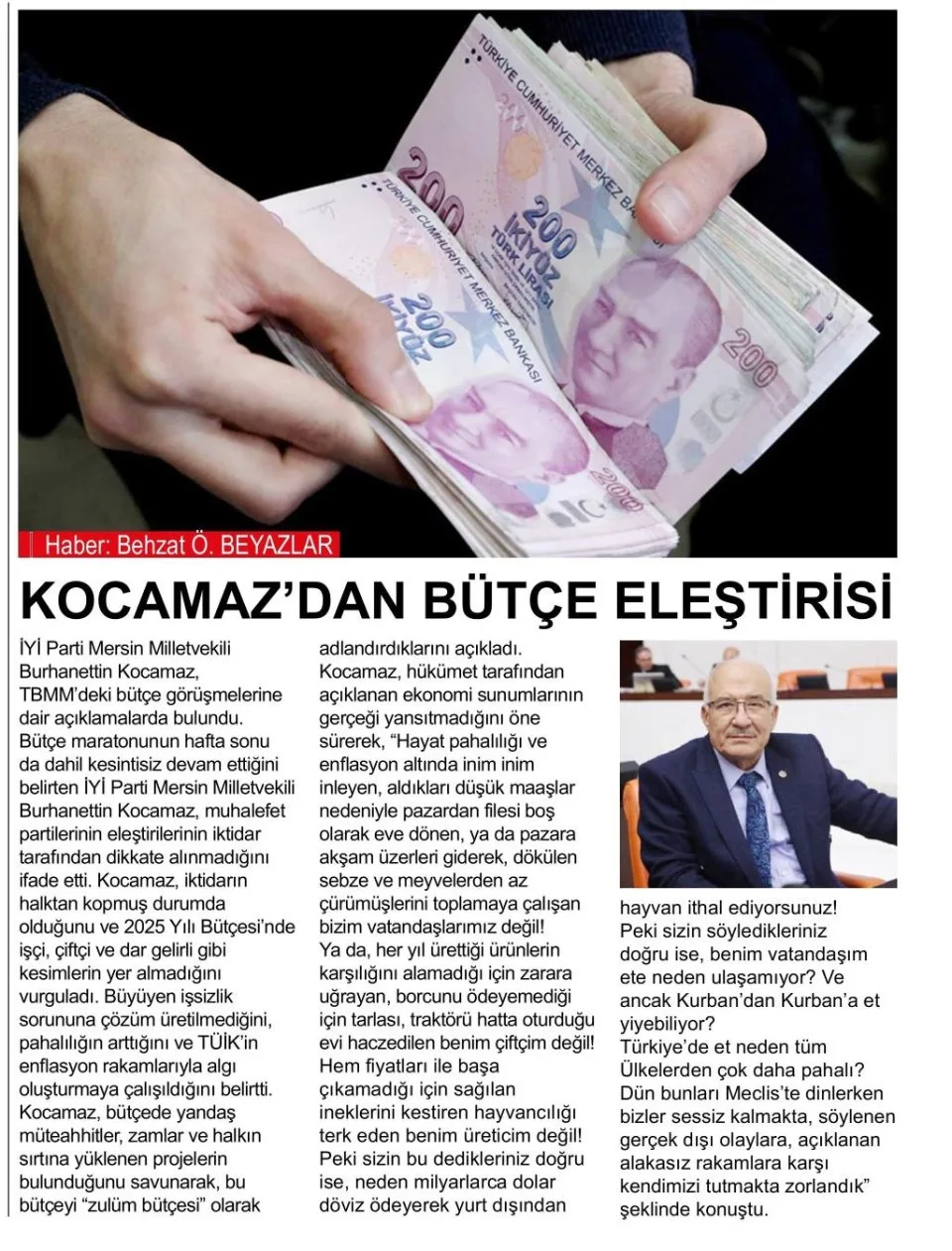 EKONOMİYE DİKKAT ÇEKTİ — gazete kupürü