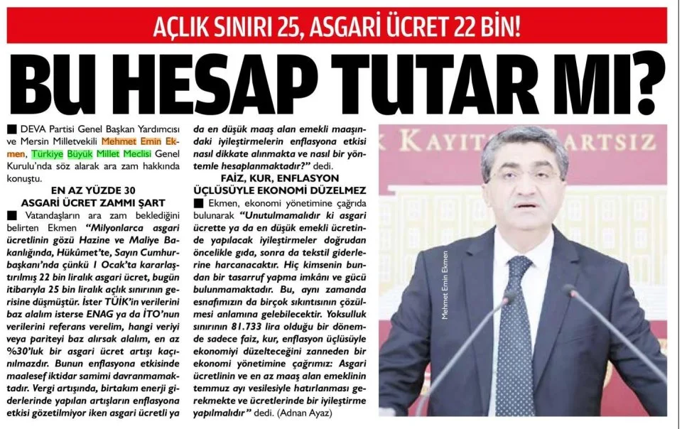 BU HESAP TUTAR MI ? — gazete kupürü
