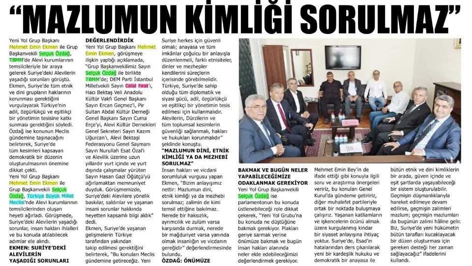 MAZLUMUN KİMLİĞİ SORULMAZ — gazete kupürü