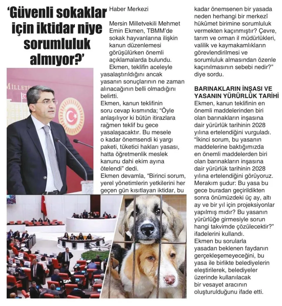 GÜVENLİ SOKAKLAR İÇİN İKTİDAR NİYE SORUMLULUK ALMIYOR? — gazete kupürü