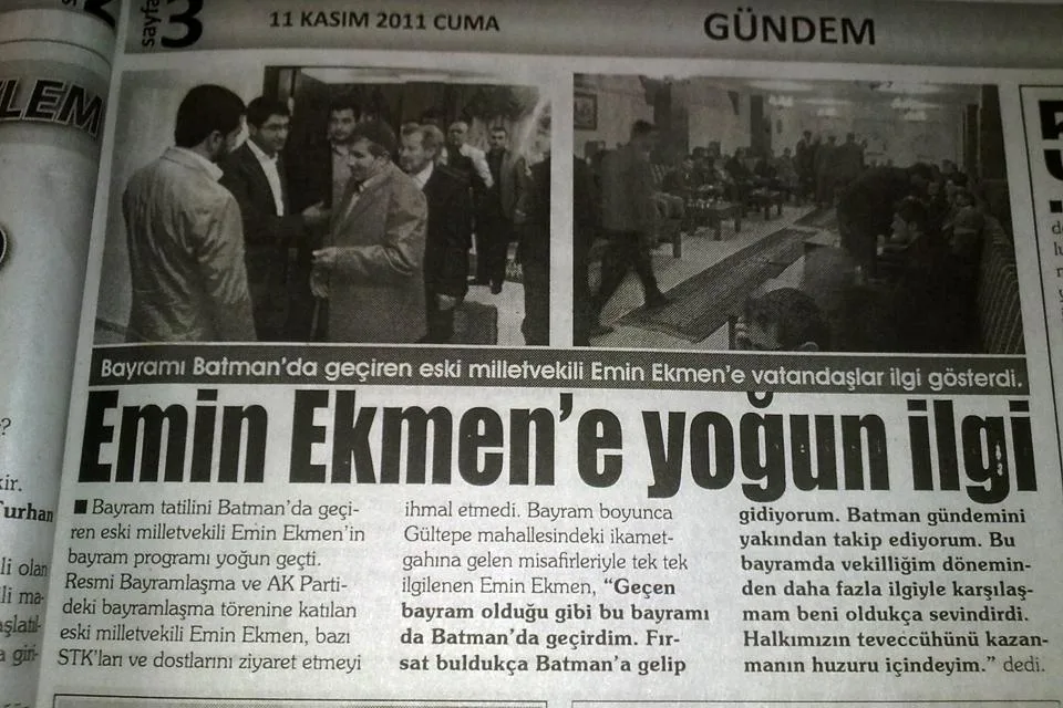 Emin Ekmene Batmanda yoğun ilgi — gazete kupürü